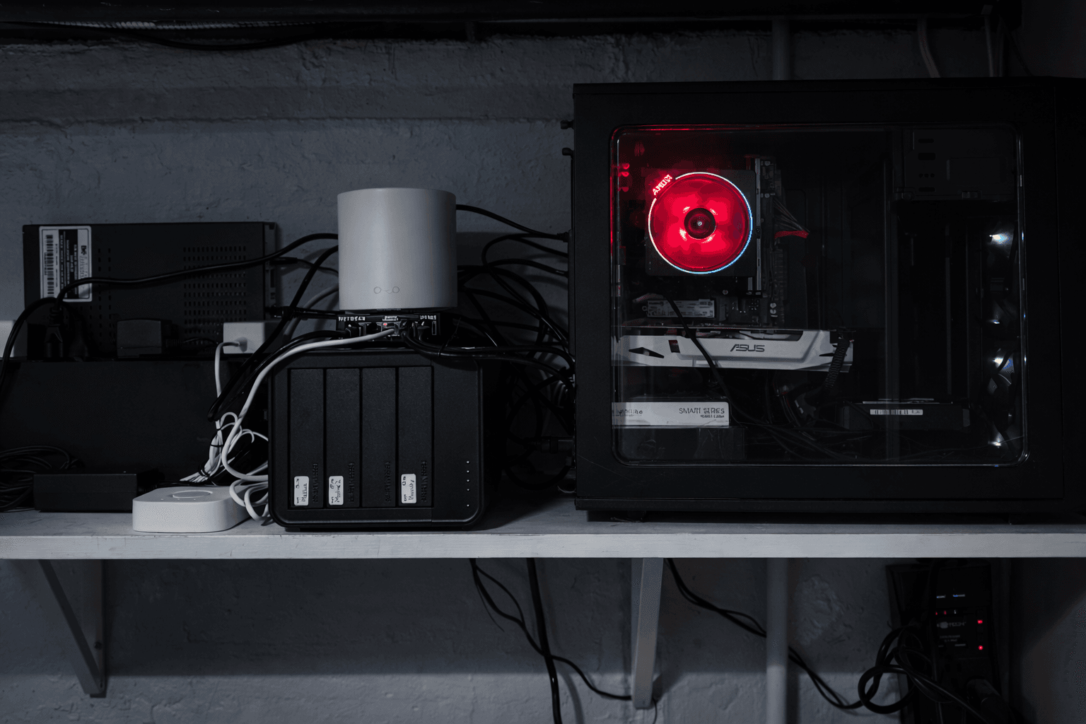 Primary homelab shelf deployment in the basement